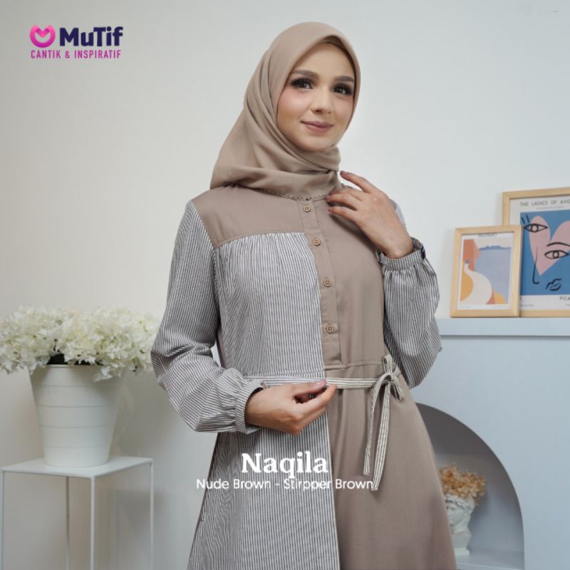 MUTIF GAMIS NAQILA WARNA NUDE BROWN