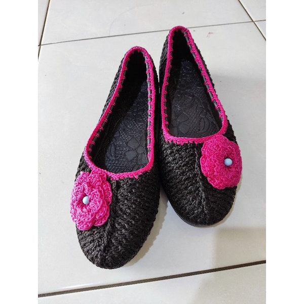 Sepatu Rajut Bunga Sepatu Rajut Polos Sepatu wanita Sepatu flat Sepatu balet Rajut
