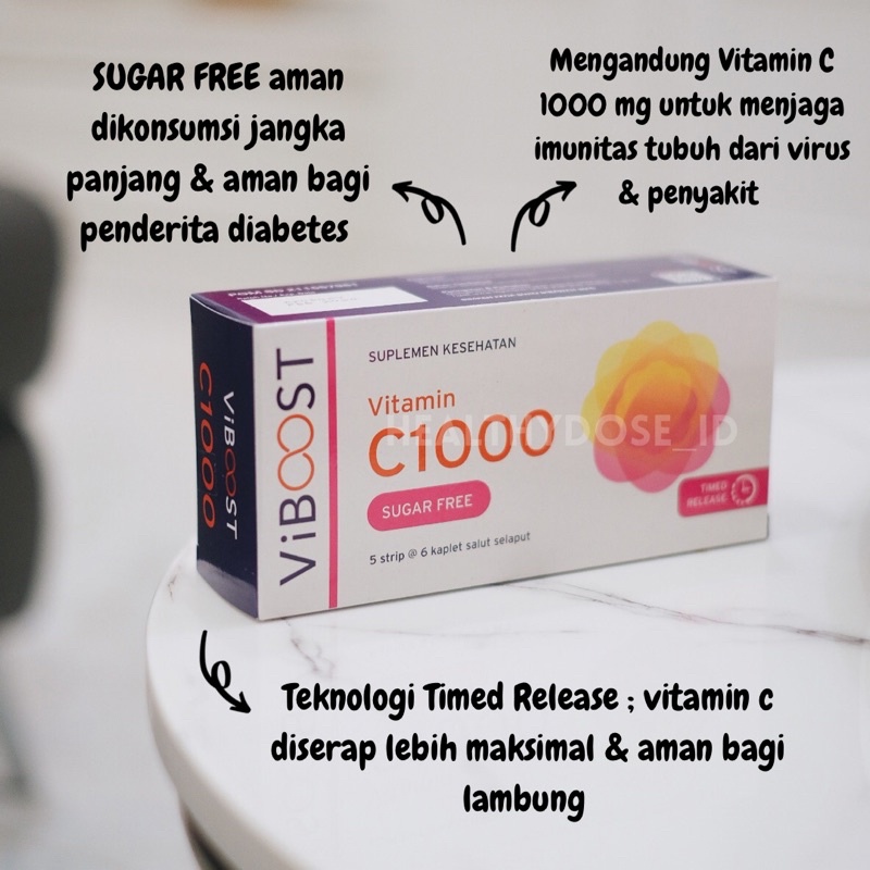 VIBOOST C1000 / VITAMIN C 1000mg ISI 30 KAPLET SUGAR FREE & TIMED RELEASED