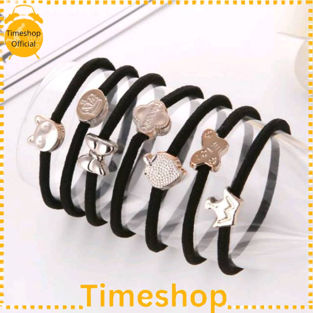 TS Ikatan Rambut Wanita Warna Hitam / Ikat Rambut Kain Warna Warni Bentuk Donat Kecil