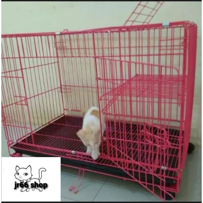 kandang kucing 2 tingkat ukuran 75x45x55 cm
