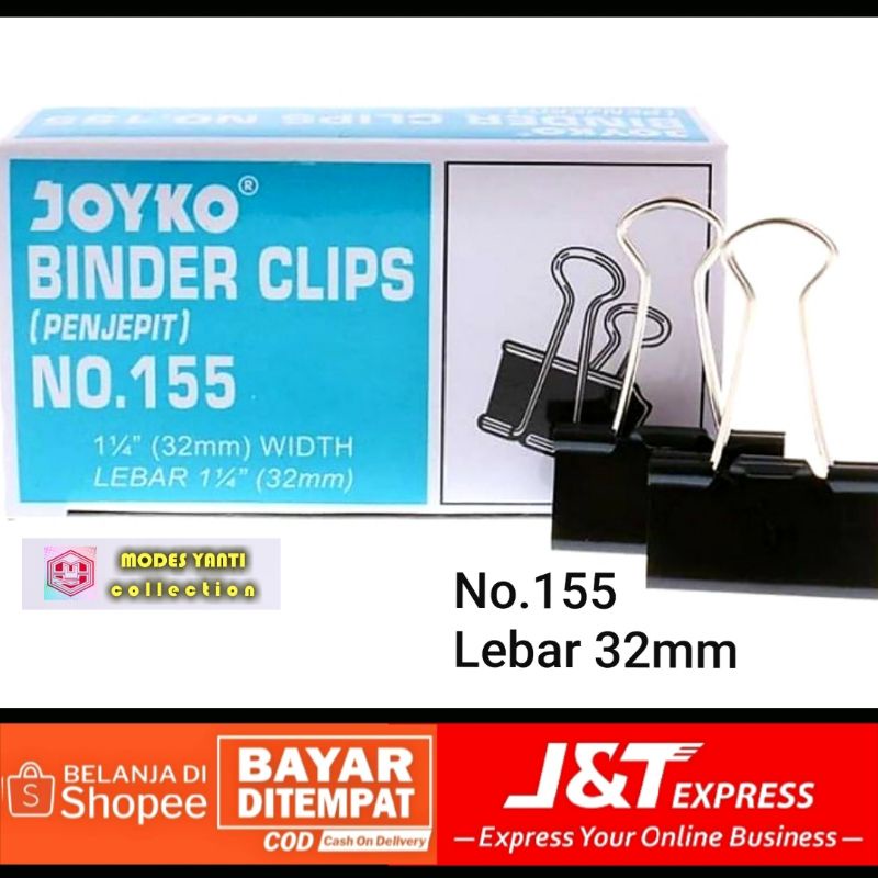 

Penjepit Kertas/Binder Clips JOYKO No.155 - Lebar 32 mm