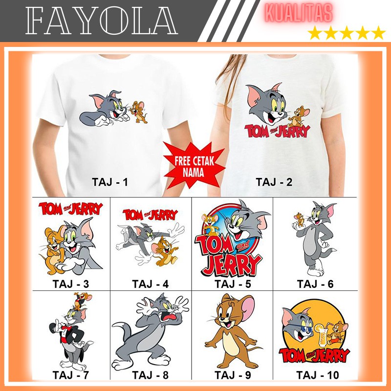 Baju Tom And Jerry Anak dan Dewasa Kaos Couple Keluarga Kakak dan Adik Motif Tom And Jerry