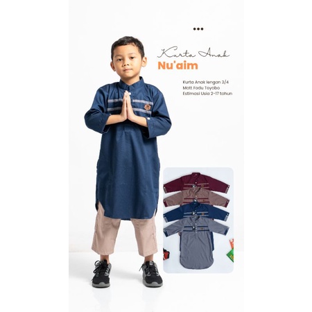 Koko Kurta Gamis Anak Laki laki Remaja Tanggung Nu'aim usia 2 3 4 5 6 7 8 9 10 11 12 13 14 15 16 17 