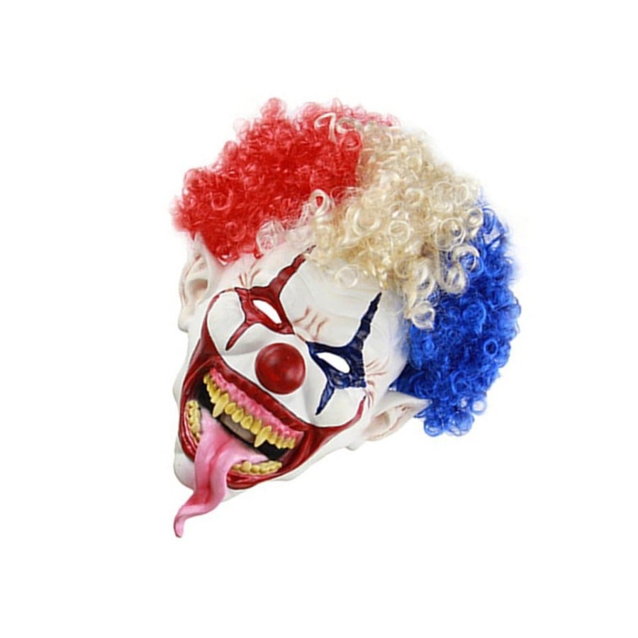 Topeng badut seram lidah kribo clown mask Halloween cosplay