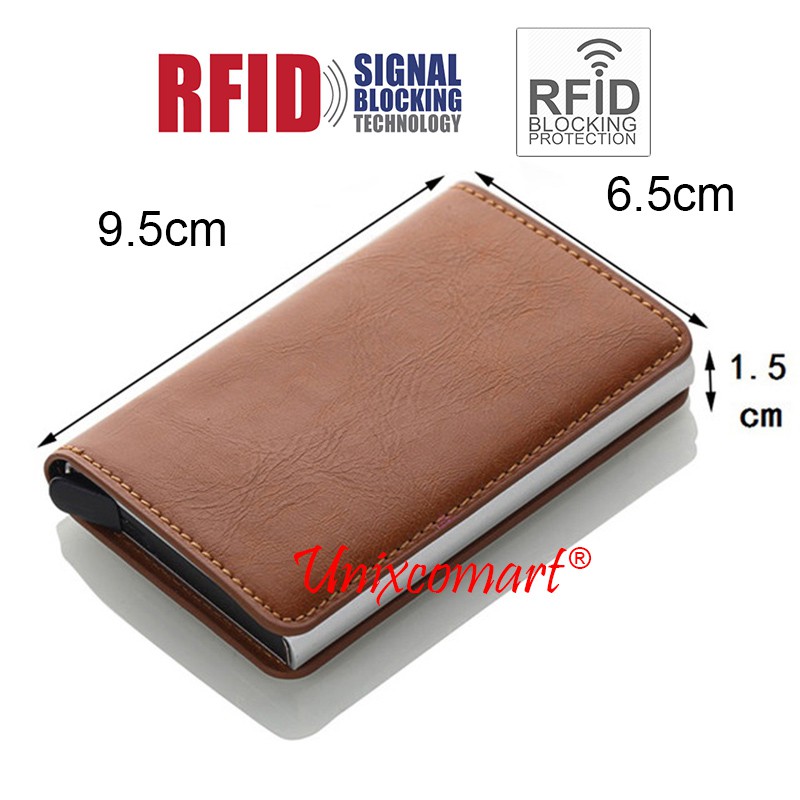 Dompet Mini Tempat Kartu ATM Smart Slim Wallet Credit Card Holder Metal Case RFID Blocking