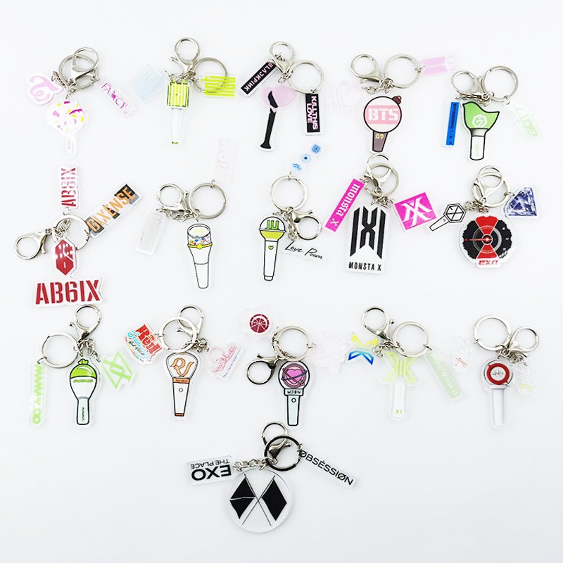 KPOP BTS BLACKPINK TWICE RedVelvet ATEEZ StrayKid IU SJ Keychain EXO GOT7 NCT Key Ring Bag Pendant