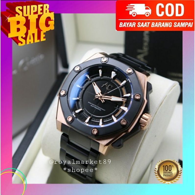 ORIGINAL GARANSI RESMI 1 TAHUN JAM TANGAN PRIA ALEXANDRE CHRISTIE AUTOMATIC RANTAI STAINLESS STEEL A