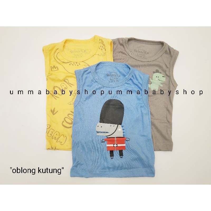 3 Helai Kaos Oblong Bayi Lengan Panjang Pendek Kutung Cotton Premium Dino Series SNI