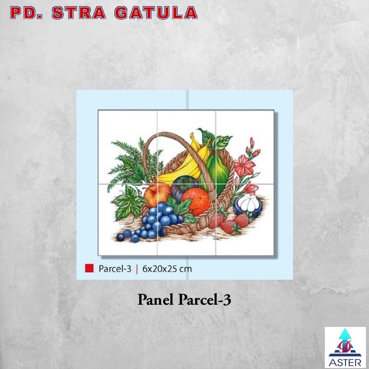 Keramik Panel Gambar Dinding ASTER Parcel 6x20x25 cm - Panel Dinding Bergambar Parsel