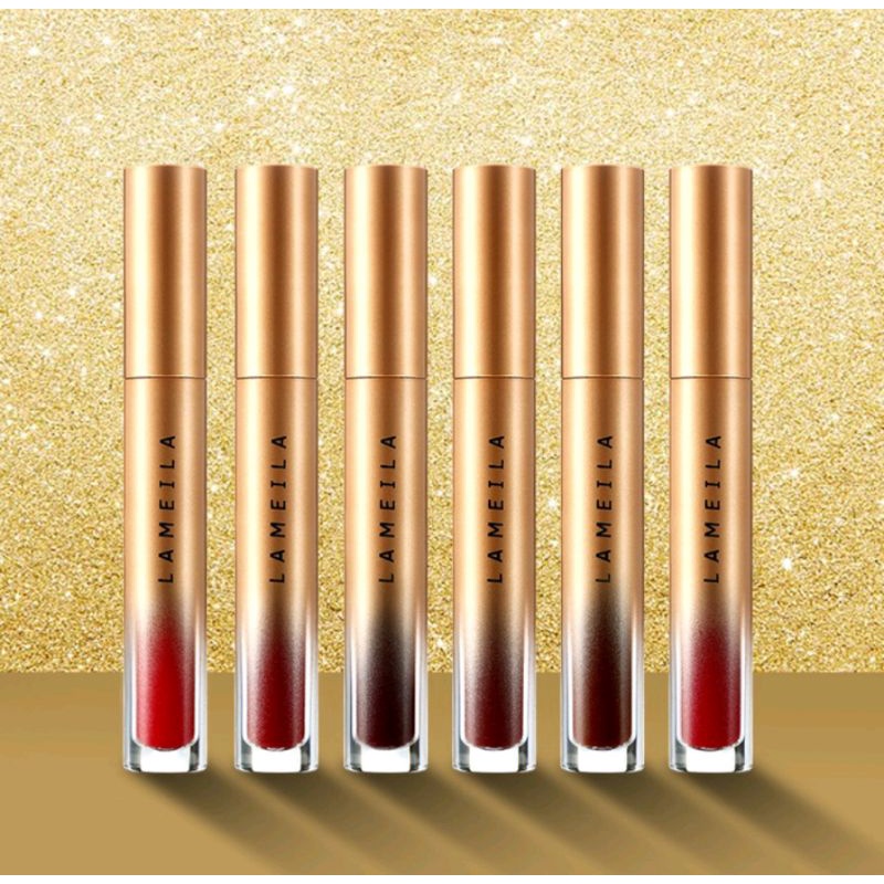 Lipstik Matte/Lipgloss/Lipglaze Lameila waterproof Gold Edition