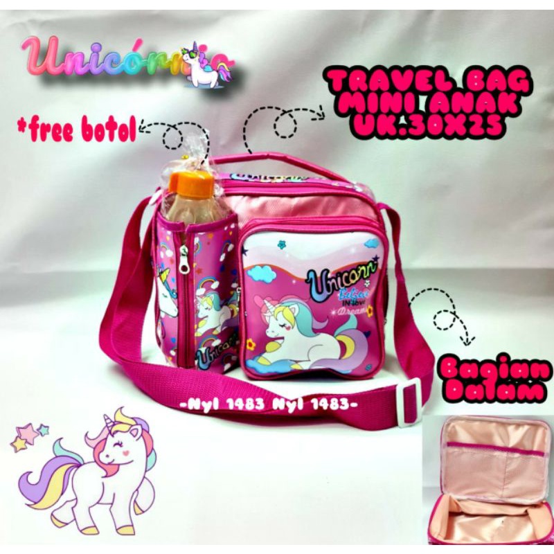 (COD)GTDFA15 tas slempang travel mini anak perempuan unicorn_lol_micky mouse Realpict