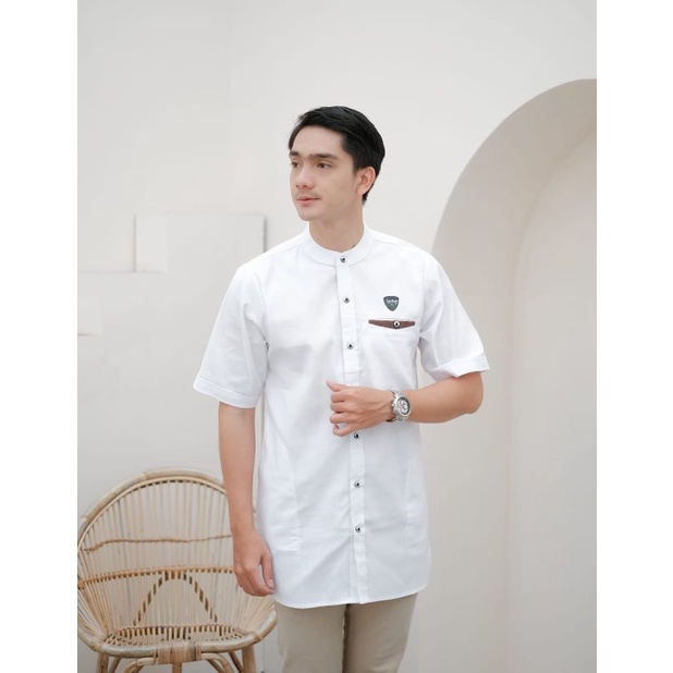 Termurah! Baju Koko Pria Muslim Kemeja Koko Lengan Pendek Oxford