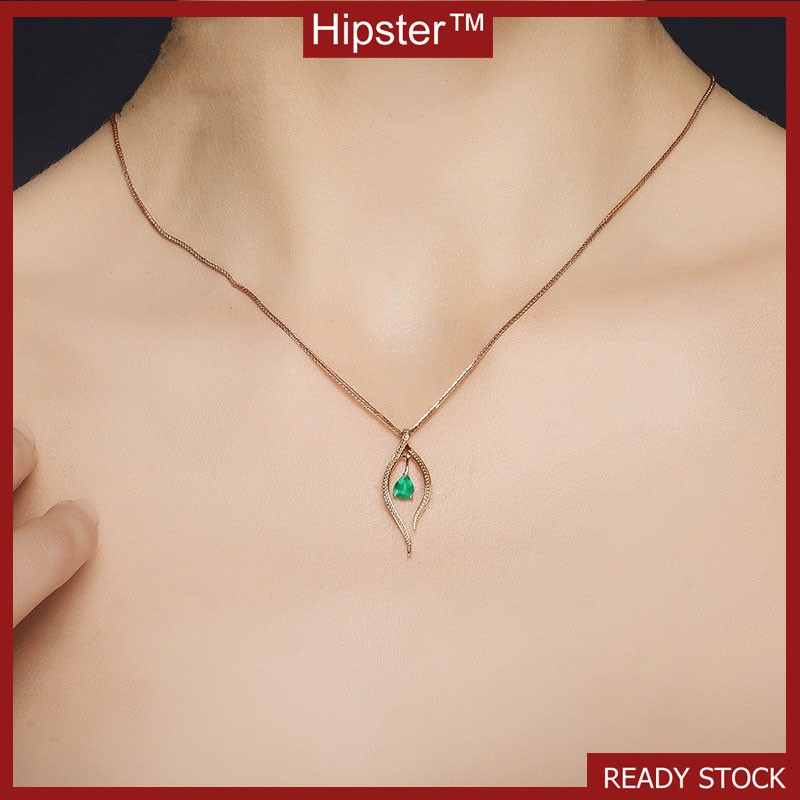 New Luxury Natural Emerald Pendant Full Diamond Stitching Necklace