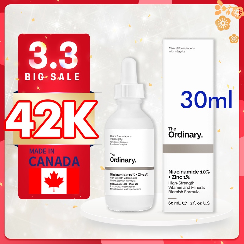 The Ordinary Niacinamide 10% + Zinc 1% Serum Whitening Cream Menghilangkan bekas jerawat Original