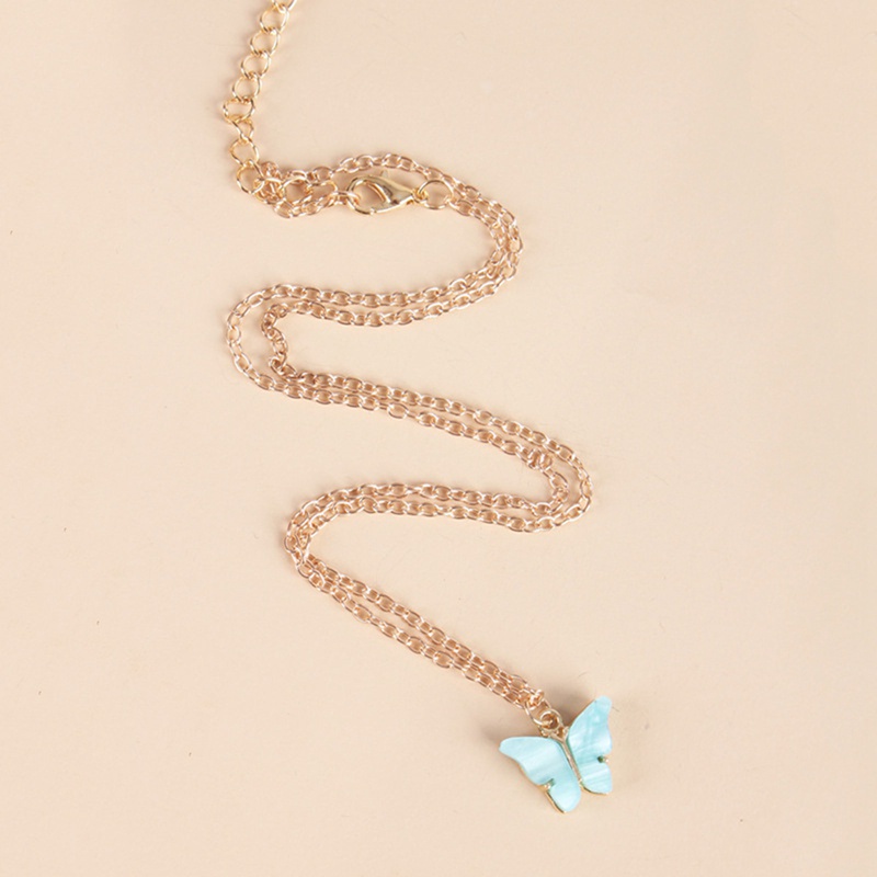 Cute Butterfly Necklaces Pendants Silver Color Cubic Zirconia Jewelry Chain Necklace For Women
