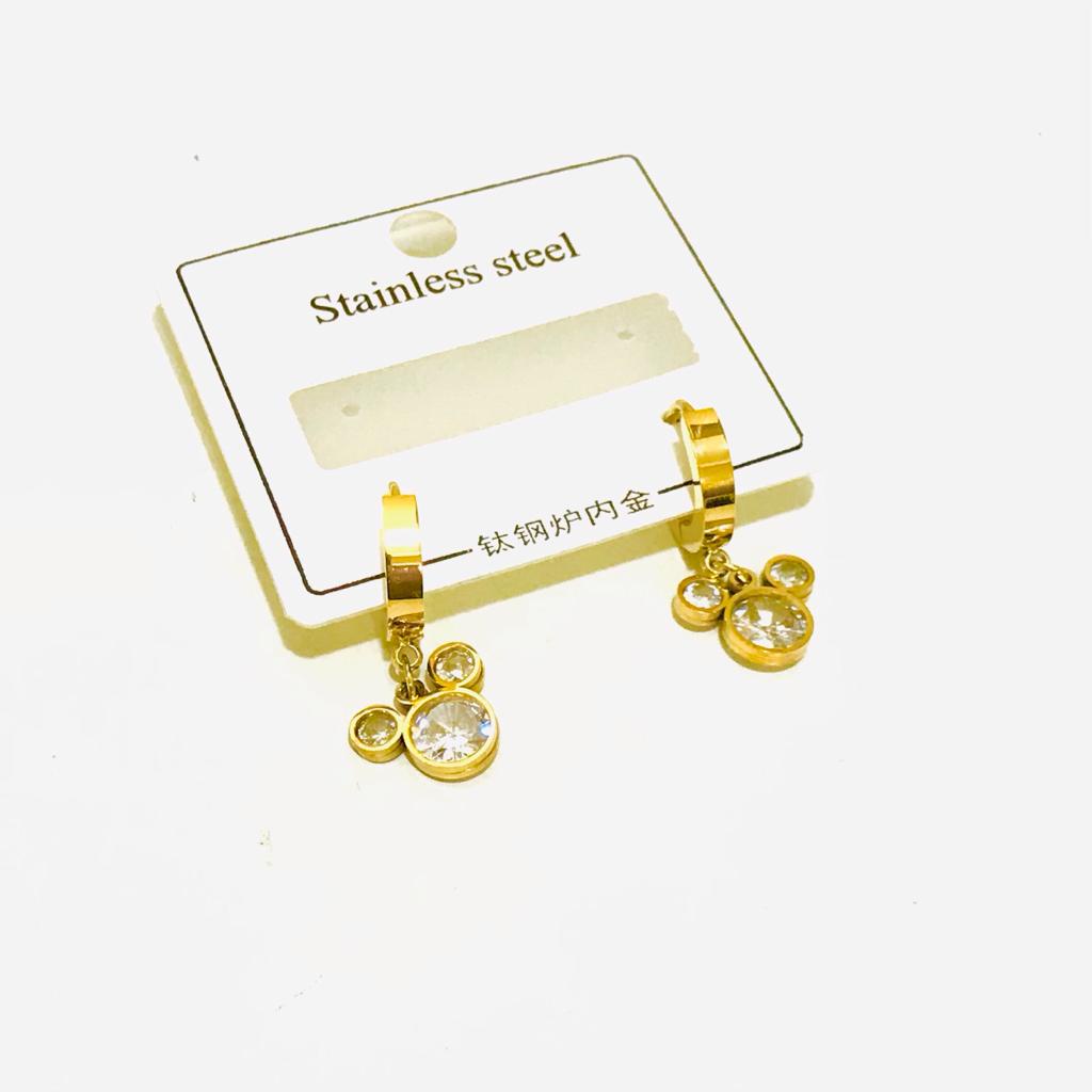 Anting Gantung Titanium Wanita Lapis Emas Anti Karat AT-64-16