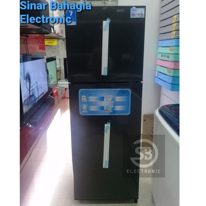 BIG SALE AQUA AQR-D261DS / LS KULKAS 2 PINTU HITAM / SILVER (NEW) ( Khusus Bandung )