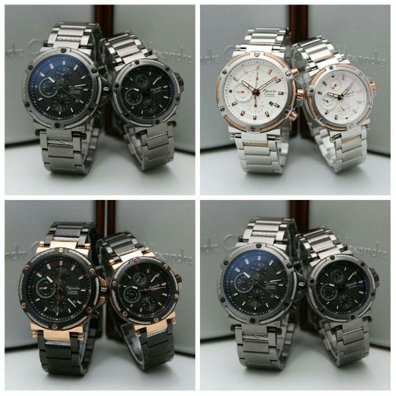 JAM TANGAN COUPLE ALEXANDRE CHRISTIE AC 6561 AC6561 BLACK ROSEGOLD ORIGINAL garansi 1 tahun