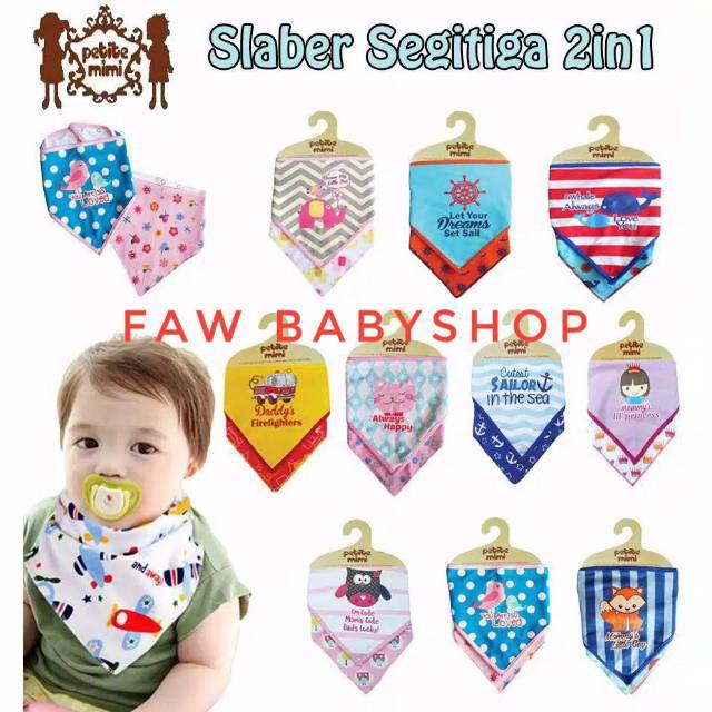 PETITE MIMI - 2IN1 TRIANGLE BIBS/ SLABER/ BIB / CELEMEK SEGITIGA 2IN1