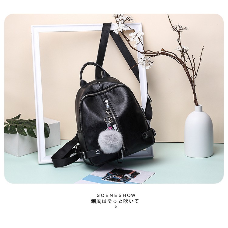 CYS Tas Ransel Backpack Fashion Wanita Free Gantungan Pompom Ransel Stylish Ransel Wanita Kpop Style Backpack T247