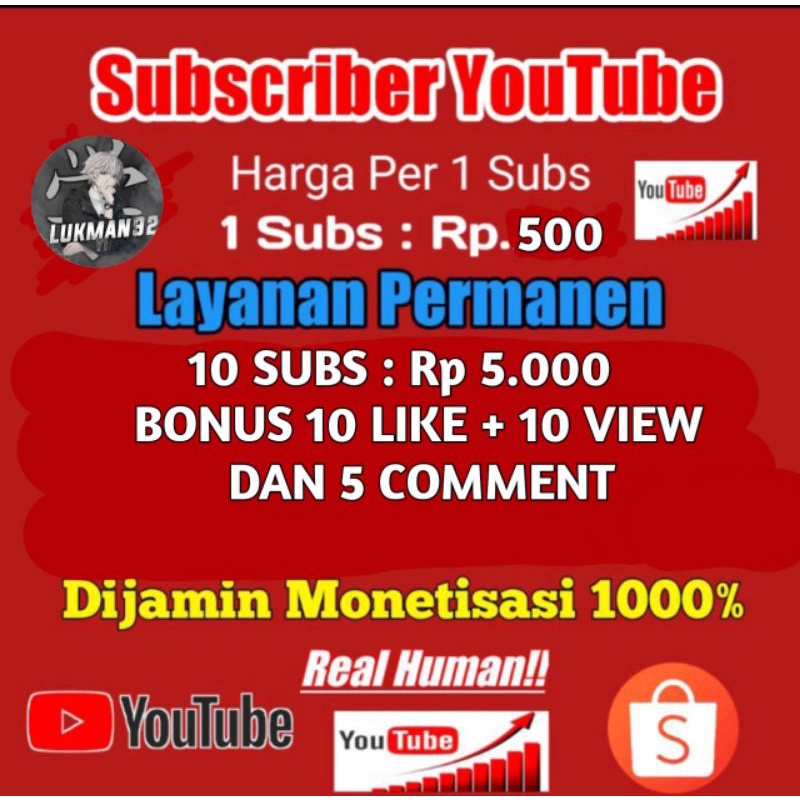 Subscriber Youtube Permanen Murahh