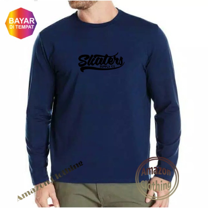 Amazon Clothing Kaos Distro Lengan Panjang Skaters Premium Text Hitam T-Shirt Pria Wanita