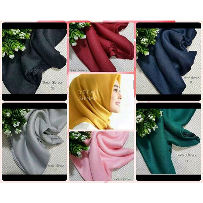 [Bisa COD] Hijab Sinar Glamour / Kerudung SegiEmpat Gliter / Jilbab Muslim / Ukuran Standard 110x110cm