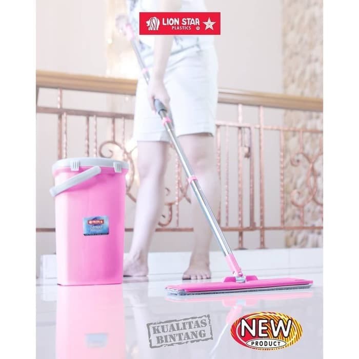 Lion Star Livina Flat Mop Handle Set Deluxe Gagang Set Alat Pel Praktis Kebersihan Rumah Serbaguna
