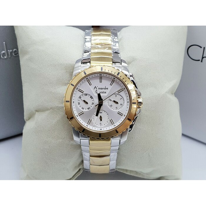 JAM TANGAN ALEXANDRE CHRISTIE WATCH AC 6455 WANITA  SPORTY SILVER COMBI GOLD ORIGINAL