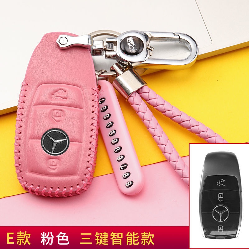 leather Style Car Key Case Cover Shell Fob For Mercedes Benz A B C E S Class W204 W205 W212 W213 W176 GLC CLA AMG W177