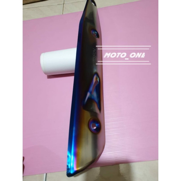TAMENG KNALPOT COVER TUTUP KNALPOT WAVE KHARISMA SUPRA X 125  TITAN BAKAR BLUE GOLD TWOTONE TITANIUM