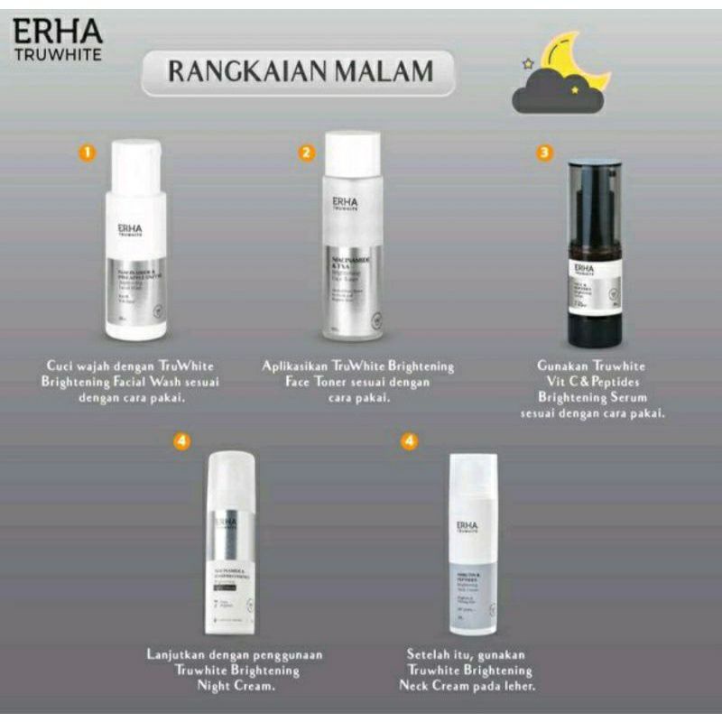 ERHA Truwhite Series : Neck Cream / Toner / Facial Wash / Night Cream /Day Cream / Face Serum - JB