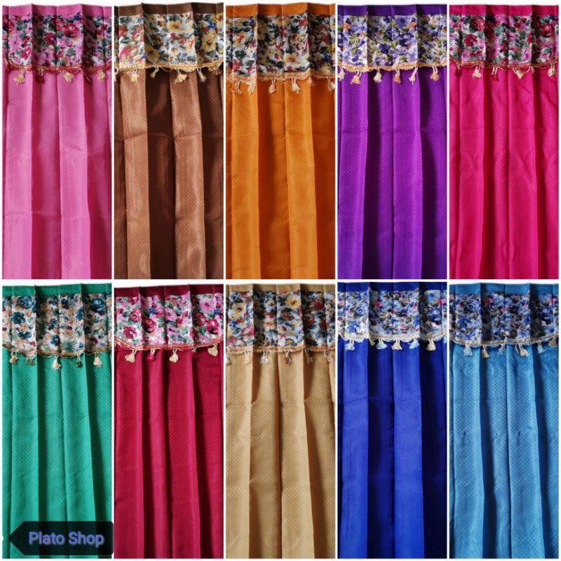 Gorden Selambu Plisket Motif Wajik Poni Renda Bahan Sido