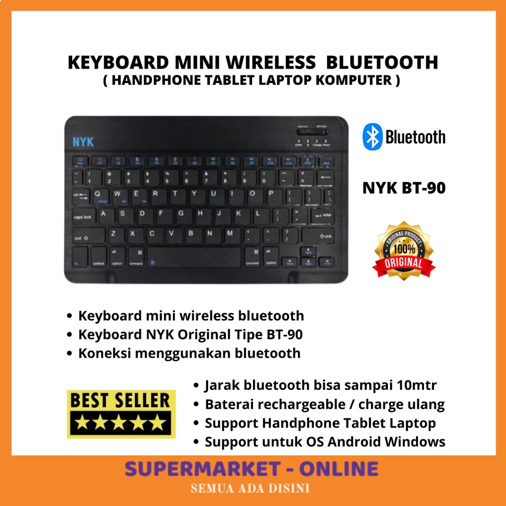 TERBARU Keybod Keyboard Mini Wireless Bluetooth Untuk Buat HP Handphone Tablet Komputer PC Laptop Su