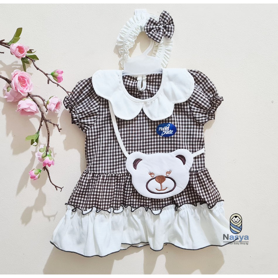 [ PROMO 7.7 ] [P-028] New Arrival Dress Bayi Motif Animal Lucu (0-6 bulan) Bonus Bandana