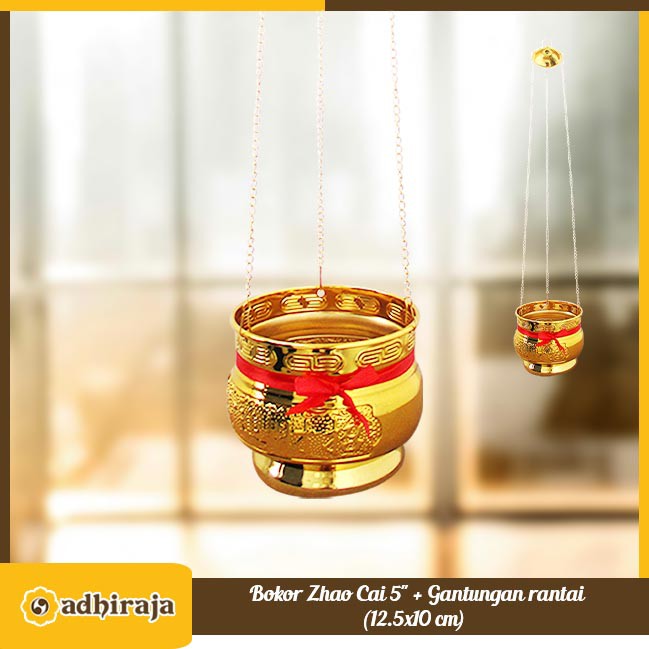 Hiolo ( tempat dupa/bokor ) Kuningan  Zhao Cai 5" + Gantungan rantai ( 12.5x10 cm)