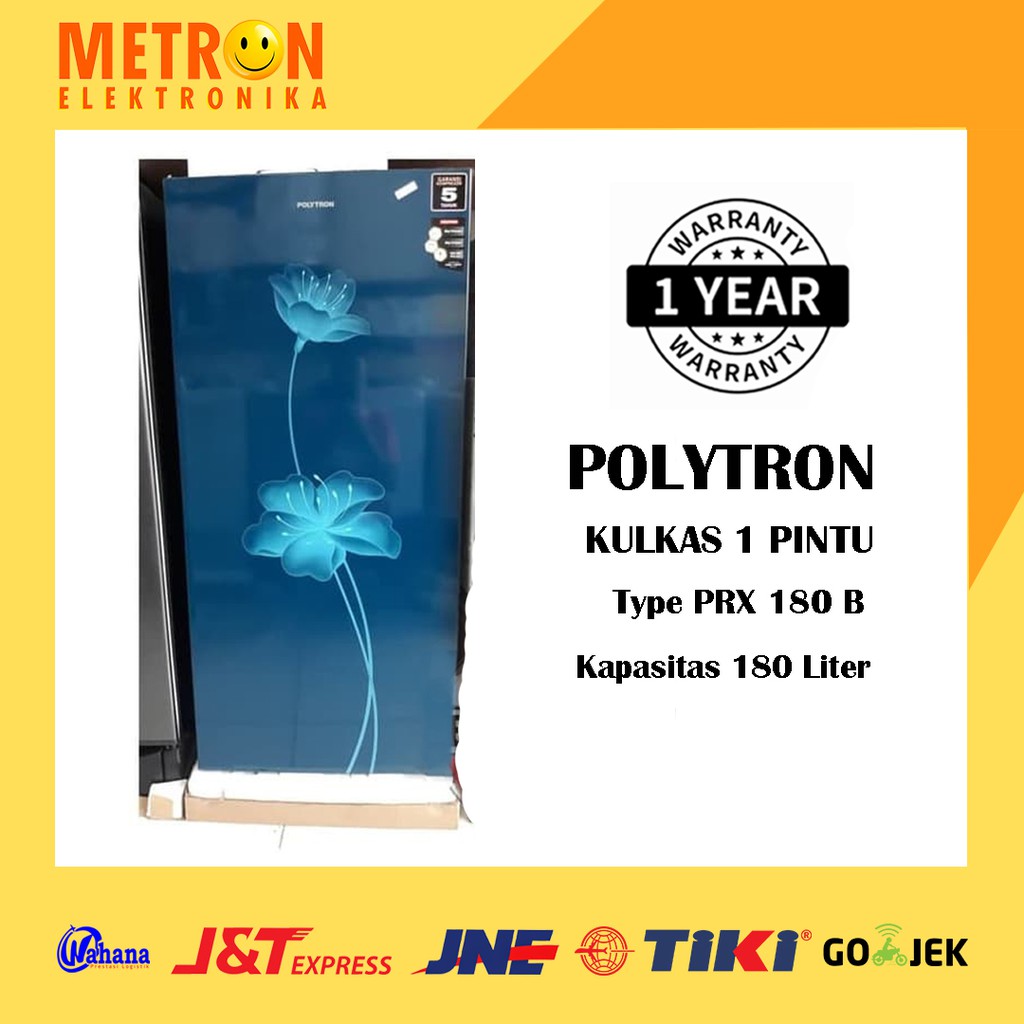 POLYTRON PRX 180 B BIRU METAL KULKAS 1 PINTU 180 LT LITER PRX180