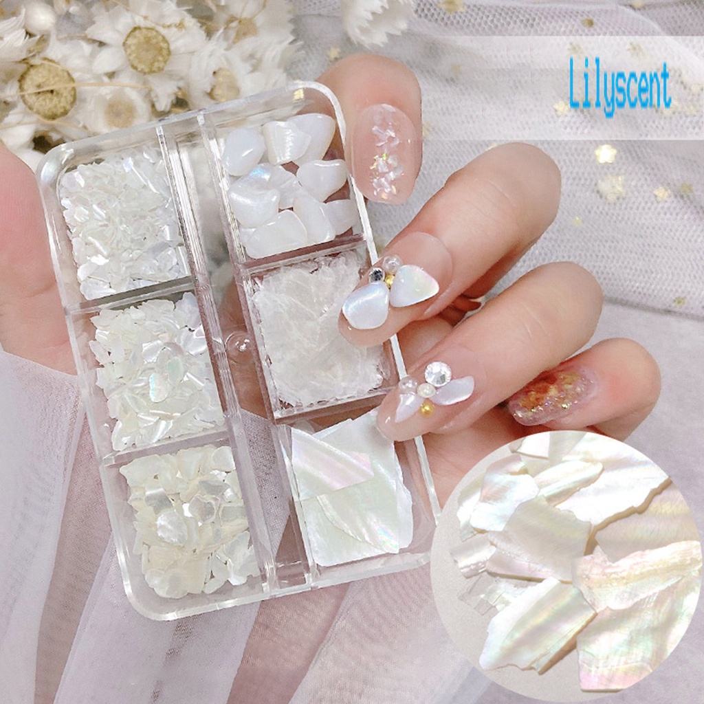 Lily 1 Kotak Batu Kerang Warna-Warni Untuk Dekorasi Manicure / Nail Art