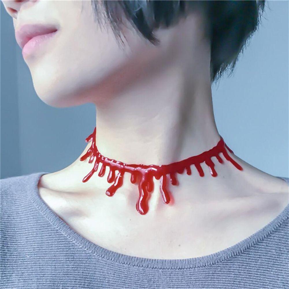 Solighter Tetes Darah Merah Kalung Perhiasan Cosplay Gaun Pesta Rock Gothic Deathrock