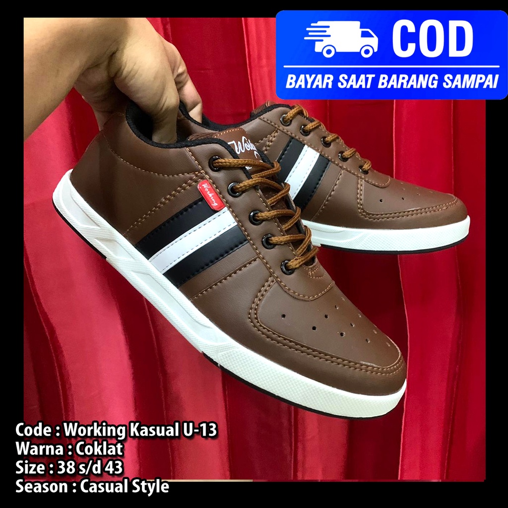 Sepatu Sneakers Pria Kasual Working U-13 Size 38-43