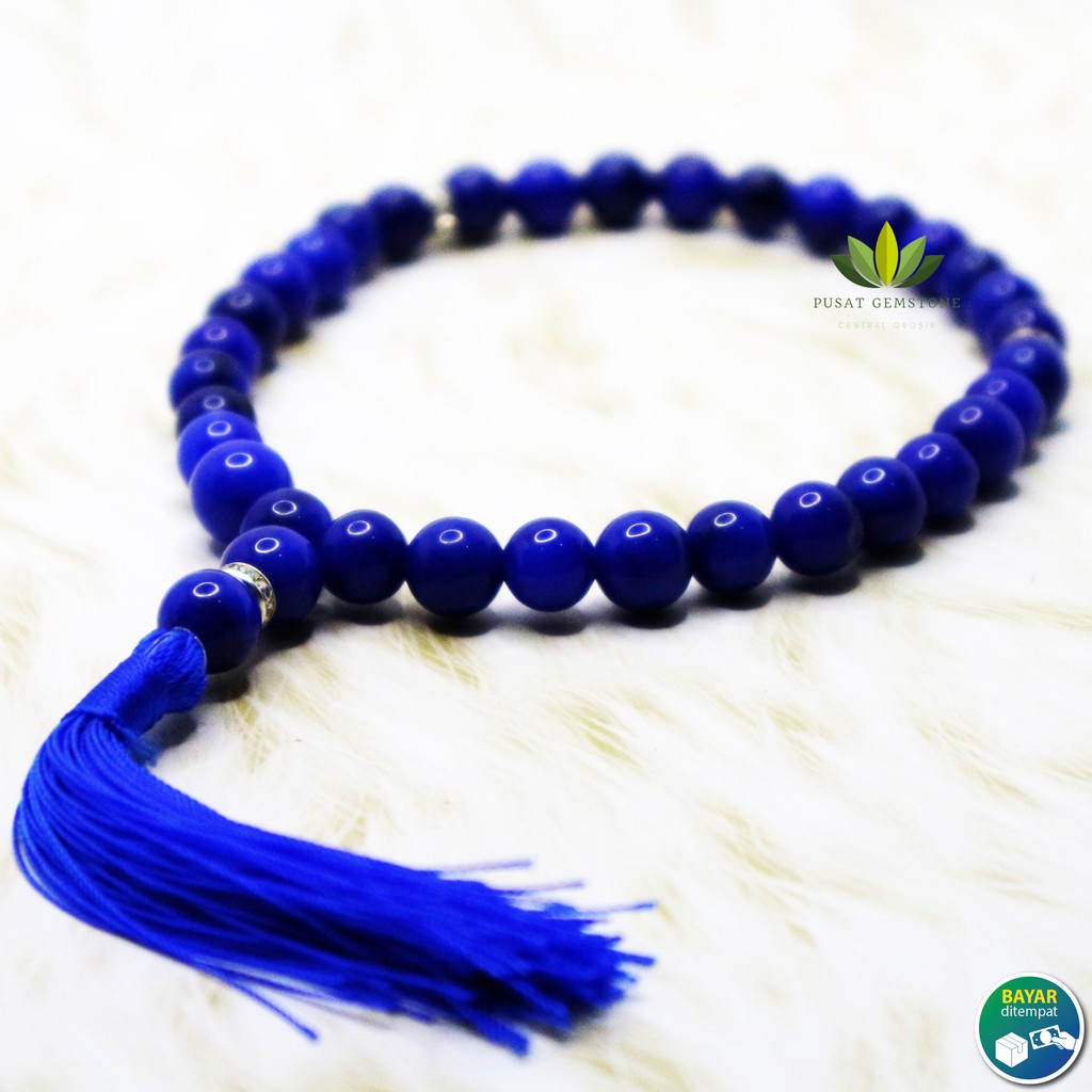 Tasbih Batu Biru 33 Butir Blue Jade / Biru