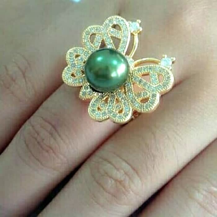 Cincin Mutiara Lombok Cincin Mutiara Air Tawar Lombok rangka Rodium /Alsa Pearls