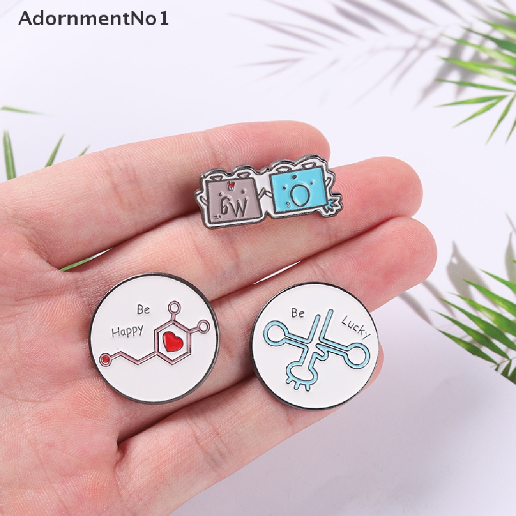 (AdornmentNo1) Bros Pin Enamel Desain Molekul Kimia Element OMG Lucky