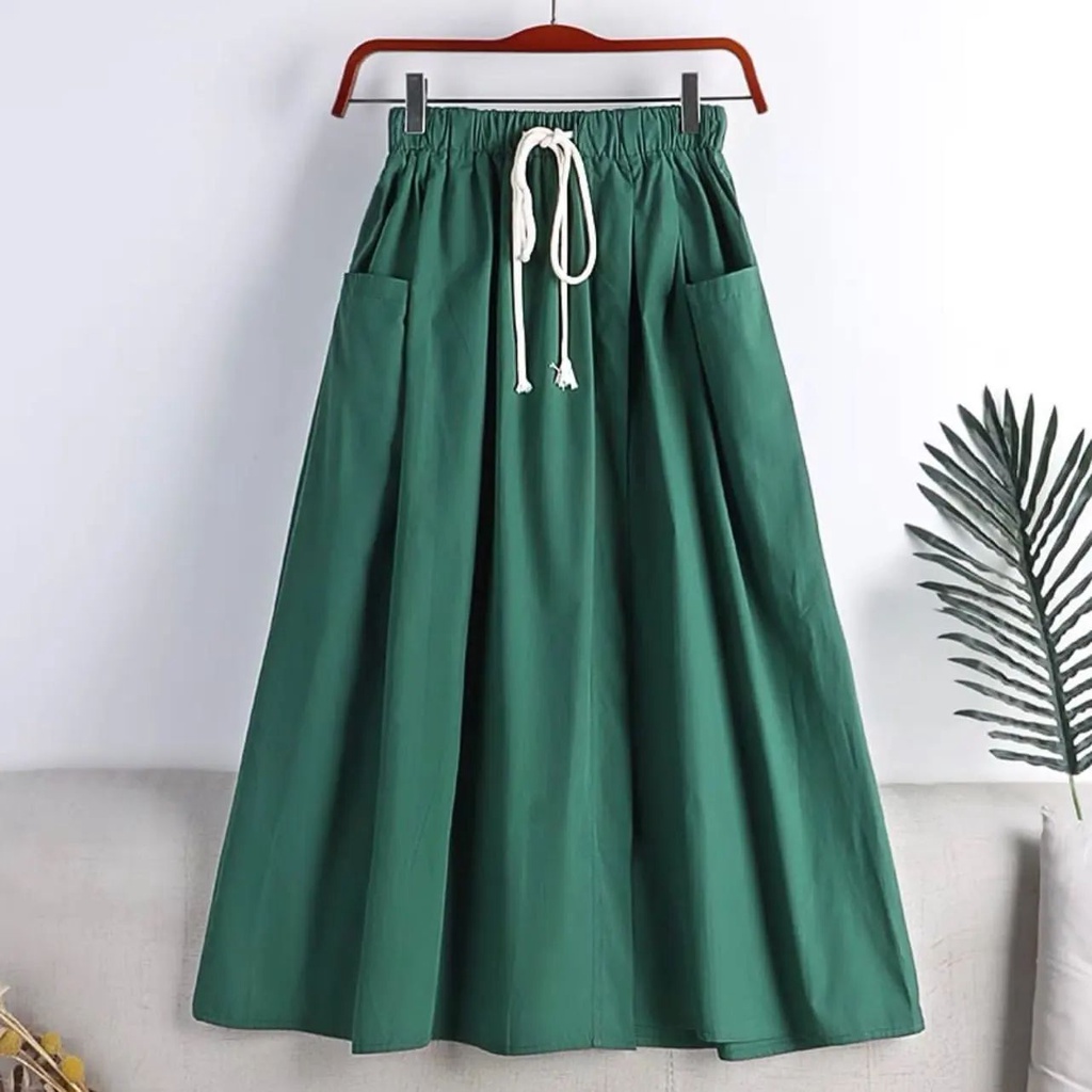 SHAGIVA SKIRT HS TOYOBO ROK 93 CM L.PINGGANG 52-96 CM FULL KARET ROK WNAITA POLOS ADA SAKU DIBAGIAN KANANA DAN KIRIN RK WANITA OOOTD DAN ACARA CASUAL  ROK  FASHION TEBRARU 2022