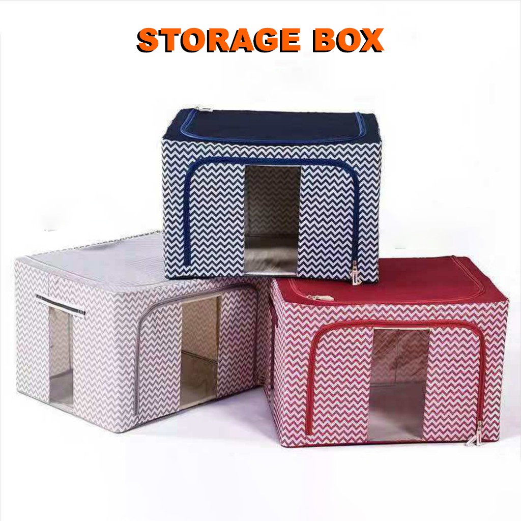 Storage Box 66 Liters Double Zipper Frame Baja Large Multifungsi Murah