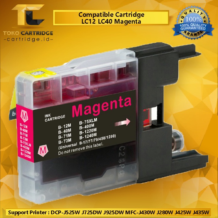 Cartridge Tinta Compatible LC12 LC40 LC71 LC73 LC75 LC400 LC1220 LC1240, Tinta Printer Brothr DCP-J525W J725DW J925DW MFC-J430W J280W J425W J435W J625DW J5910CDW J6910DW