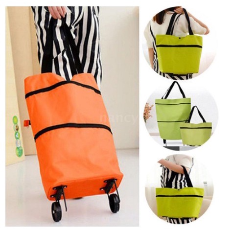 Tas Trolley Trolly Troly Lipat Roda Belanja Shopping Foldable Bag