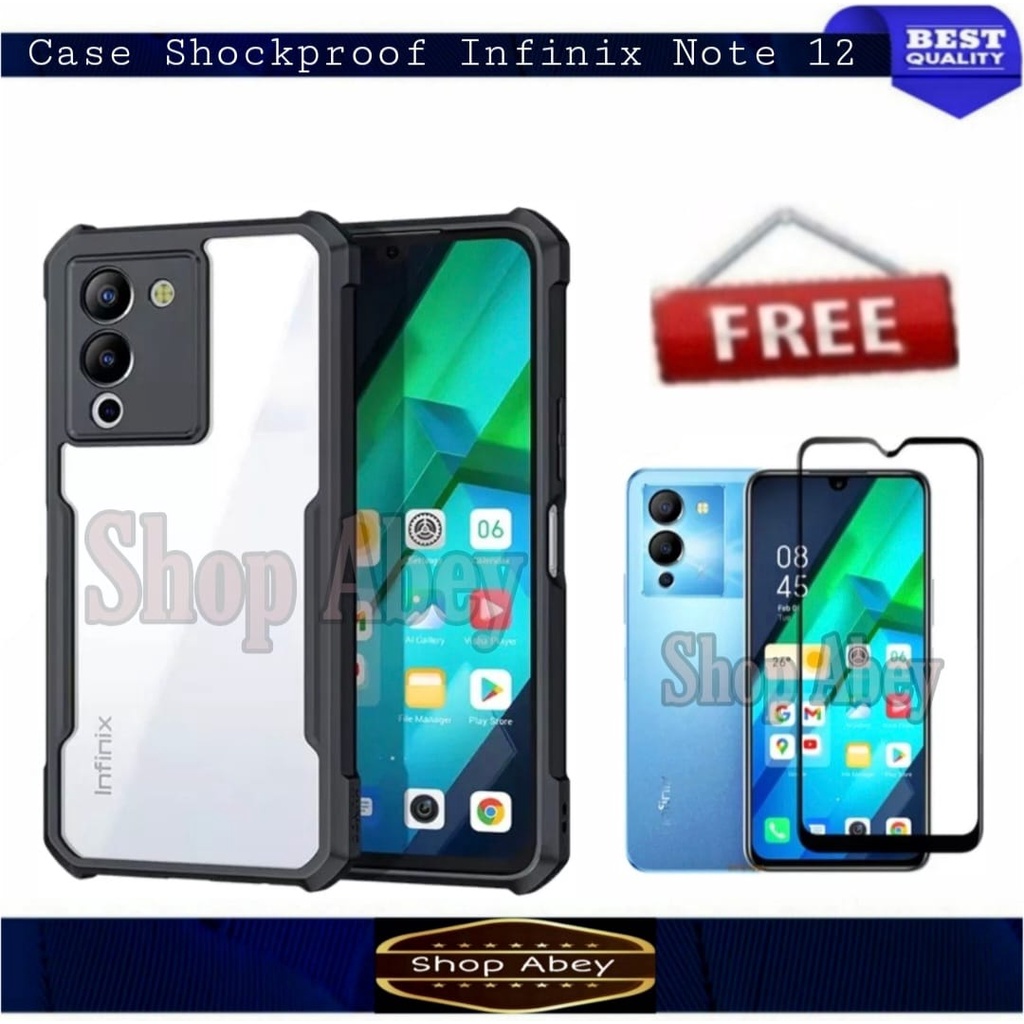 Case Infinix Note 12 (G96) Hardcase Armor Shockproof Transparant Premium Case Free Anti Gores Layar 