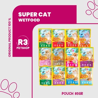 Makanan Kucing basah murah SUPER CAT pouch 85gr All Varian rasa @ 1 dus 12pcs